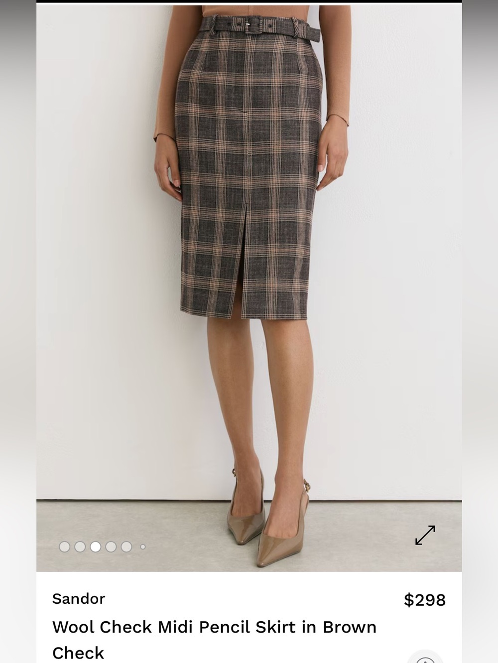 Reiss Sandor Wool Check Midi Pencil Skirt
